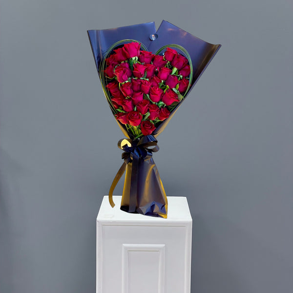 30 to 35 rose heart bouquet