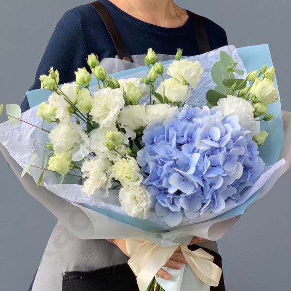 Blue Hydrangea and Lisianthus Bouquet