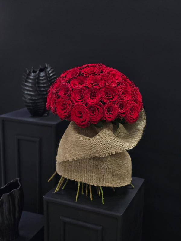 Radiant Love: 50 Red Roses Bouquet